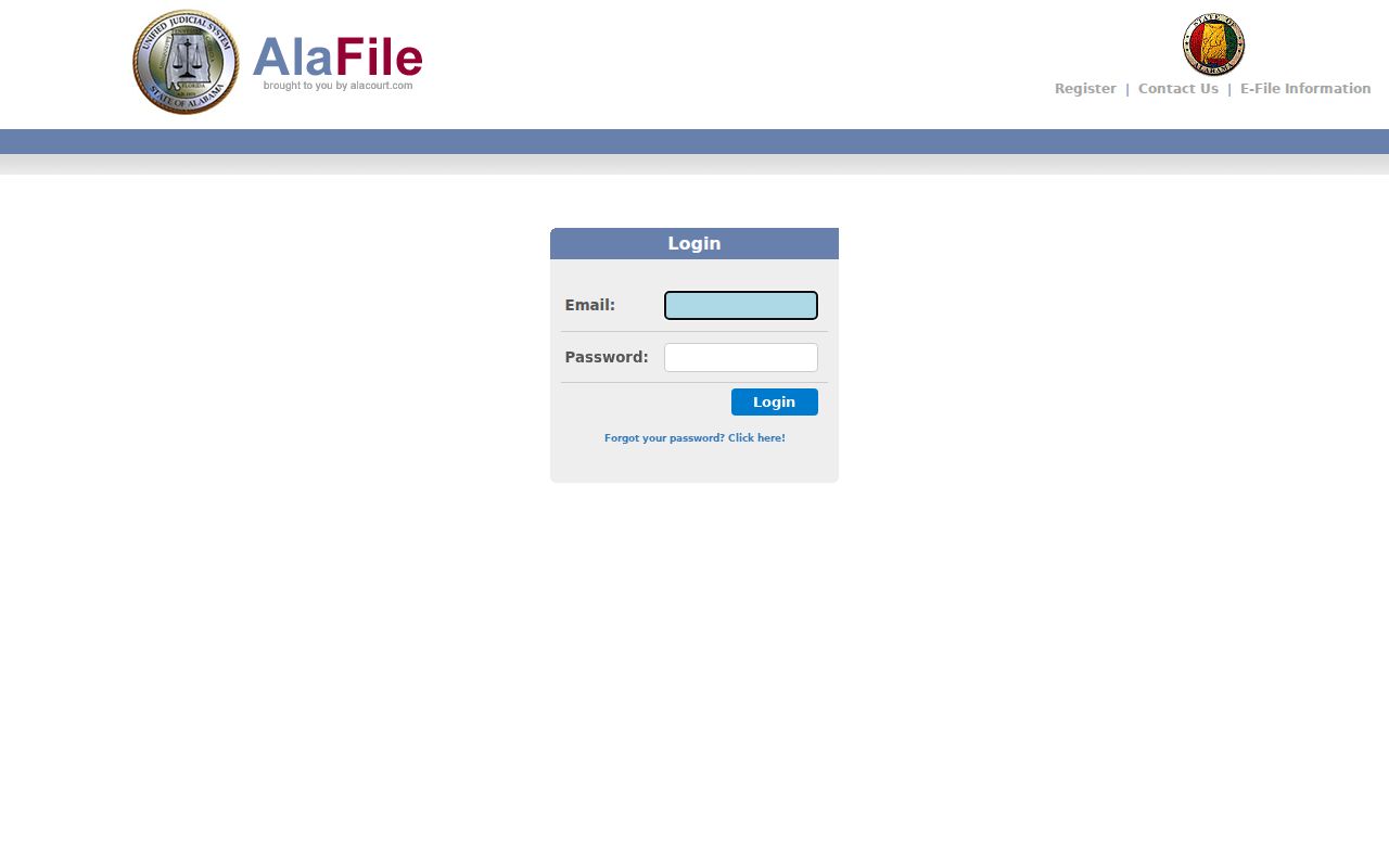 AlaFile Alabama Unified Judicial System electronic filing portal
