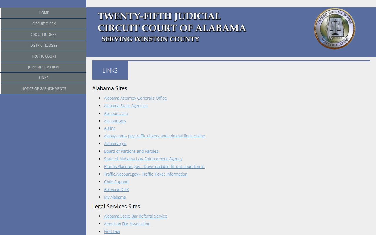 Official Winston County court links for docket filing payment and record services