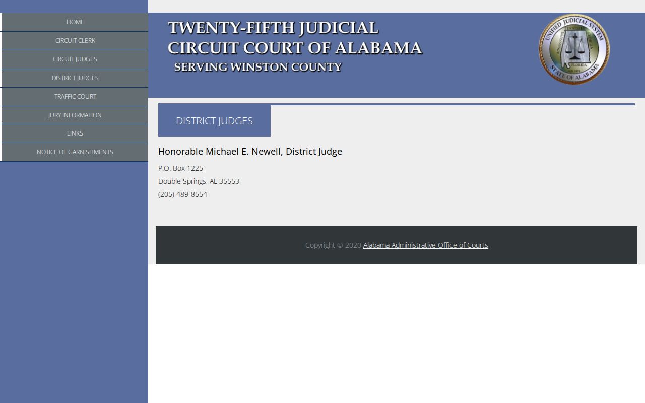Winston County official District Judge contact page