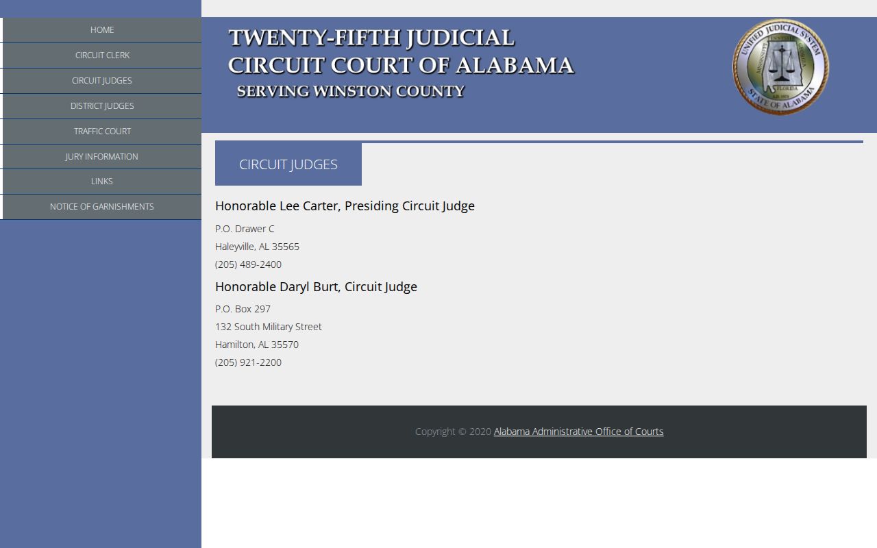 Winston County official Circuit Judges contact page