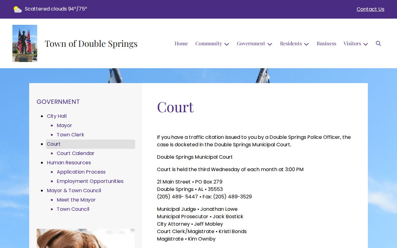 Double Springs court docket official Double Springs court page